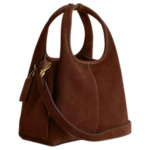 COACH Lana 23 Metal Logo Suede Handbag Medium Size Women's Sweet Brown