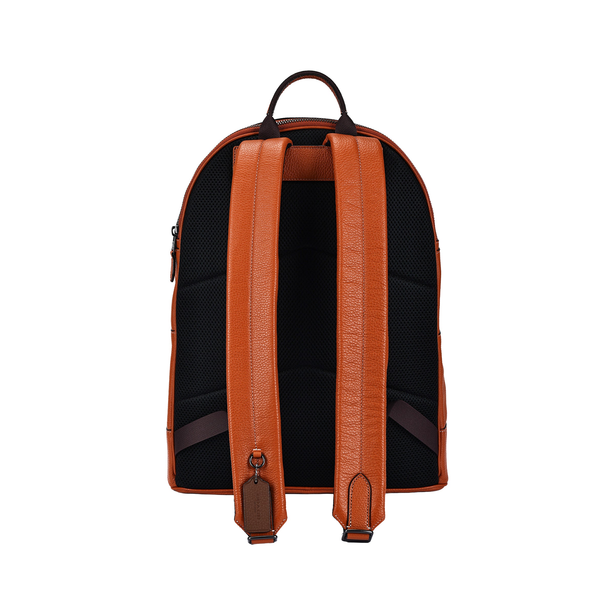 Back view of an authentic brown leather Coach backpack featuring padded adjustable shoulder straps and breathable mesh back panel for comfort.

الجهة الخلفية لحقيبة ظهر كوتش أصلية من الجلد الطبيعي بني تتميز بأحزمة كتف مبطنة وقابلة للتعديل وجزء خلفي شبكي مريح.