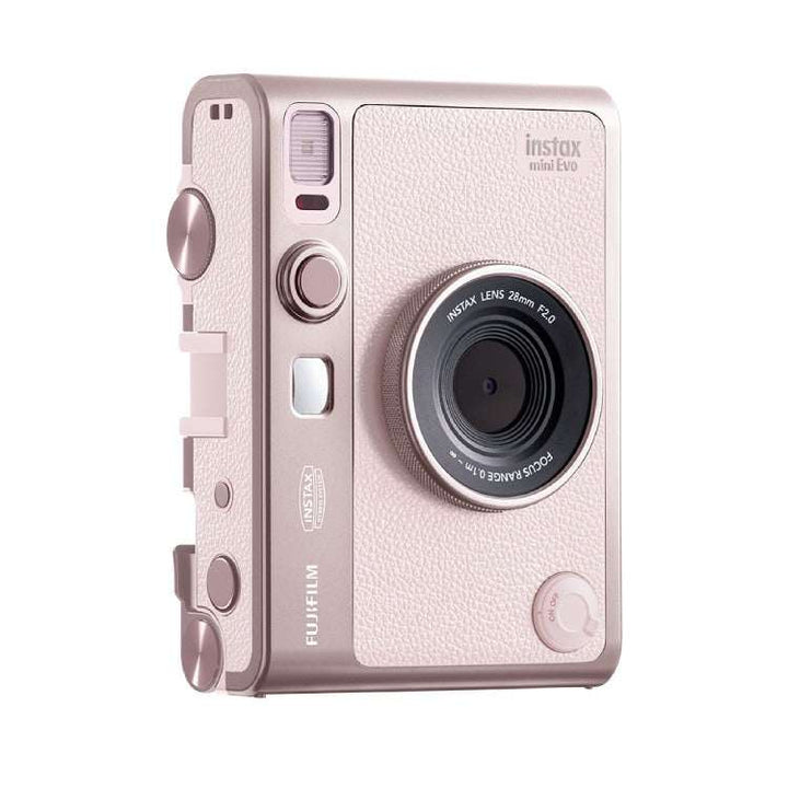 كاميرا فورية FUJIFILM instant mini Evo روز بتصميم أنيق وحجم صغير مع طباعة فورية عالية الجودة ومتانة فائقة