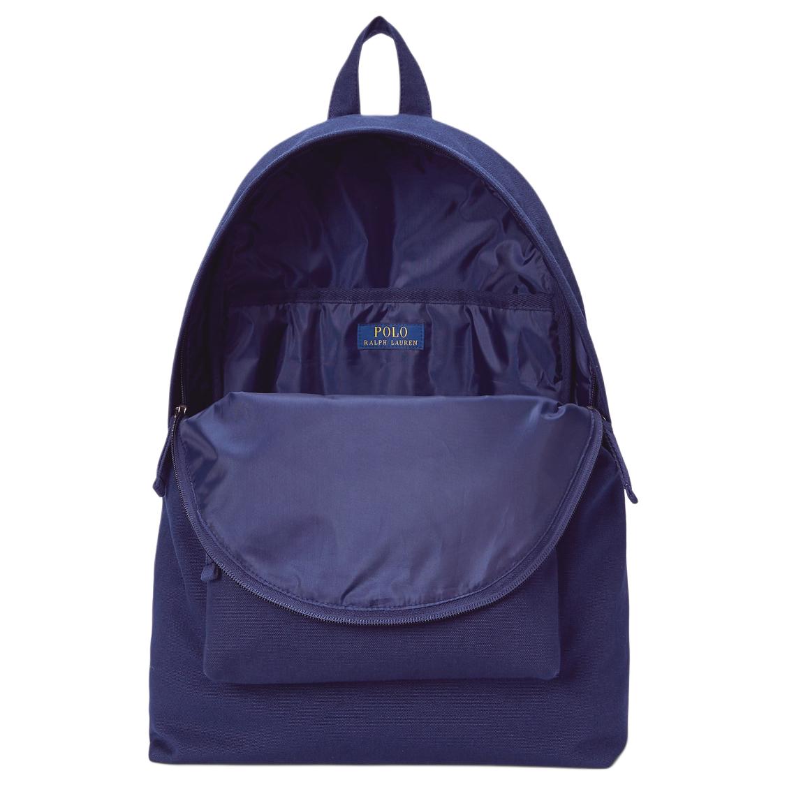Polo Ralph Lauren Brand Logo Fabric Backpack Unisex Couple's Style Navy Blue