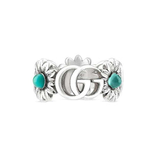 GUCCI GG Marmont Double G Daisy Colorful  925 Silver Topaz.