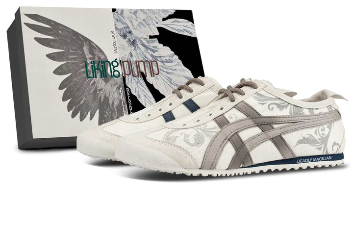 Onitsuka Tiger حذاء MEXICO 66 أنيق باللون الرمادي البني بتصميم فريد