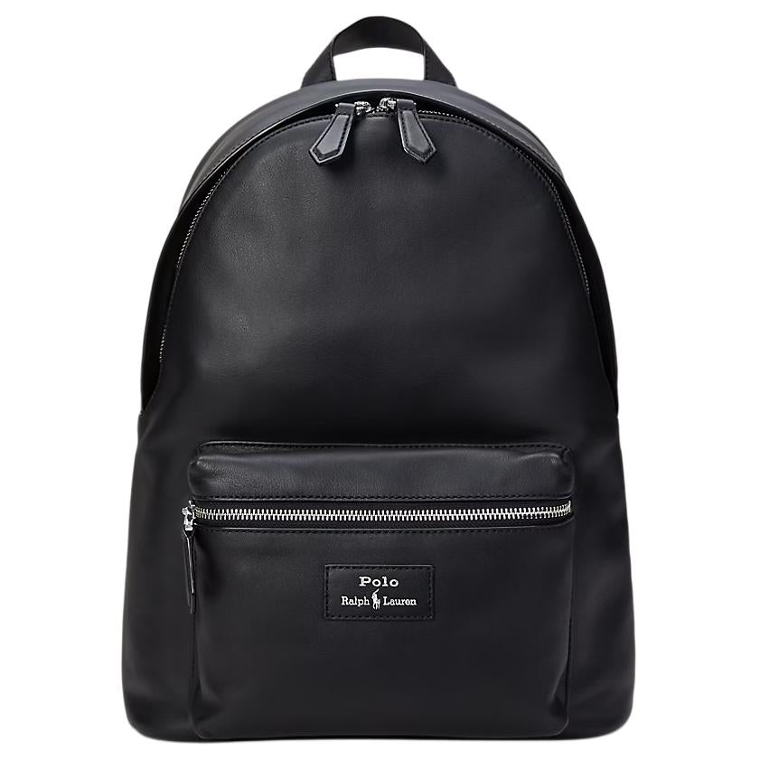Polo Ralph Lauren logo zipper closure leather backpack and backpack men's black