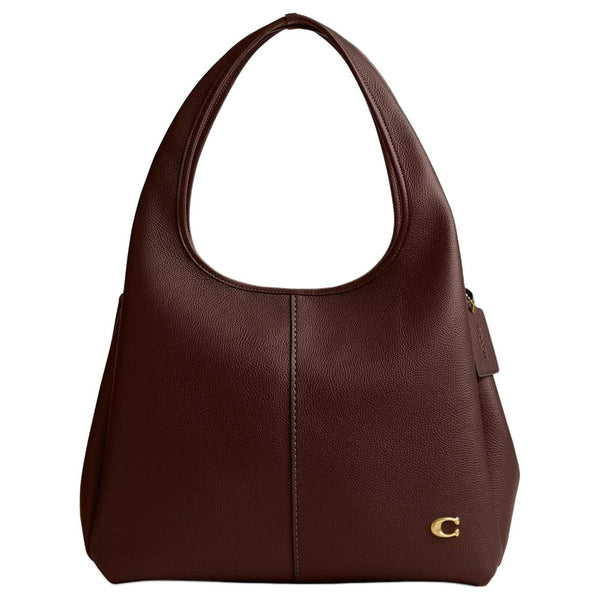 COACH Lana 33 gold-toned brand logo Polished pebbled leather Tote shoulder bag large Women's brown