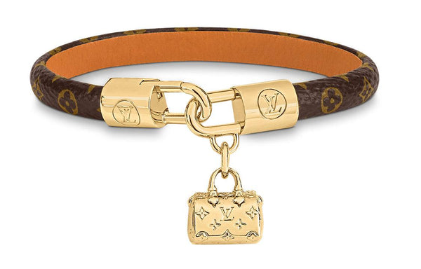 LOUIS VUITTON SPEEDY CHARM Classic print canvas bracelet unisex gold