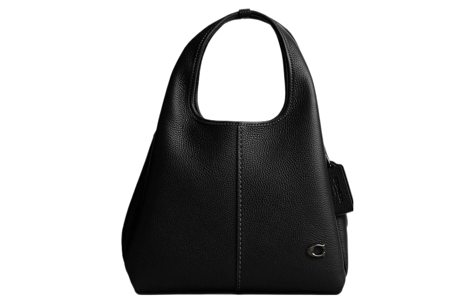COACH Lana 23 Solid Color Black Label Zipper Compartment Quilted Hardware Buckle Polished Pebble Pattern Leather Single Shoulder Handbag Medium Size Women's Black