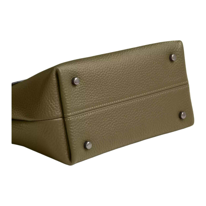 COACH Emory 25 Gold Logo Pebble Leather Tote Medium Women's Olive Green