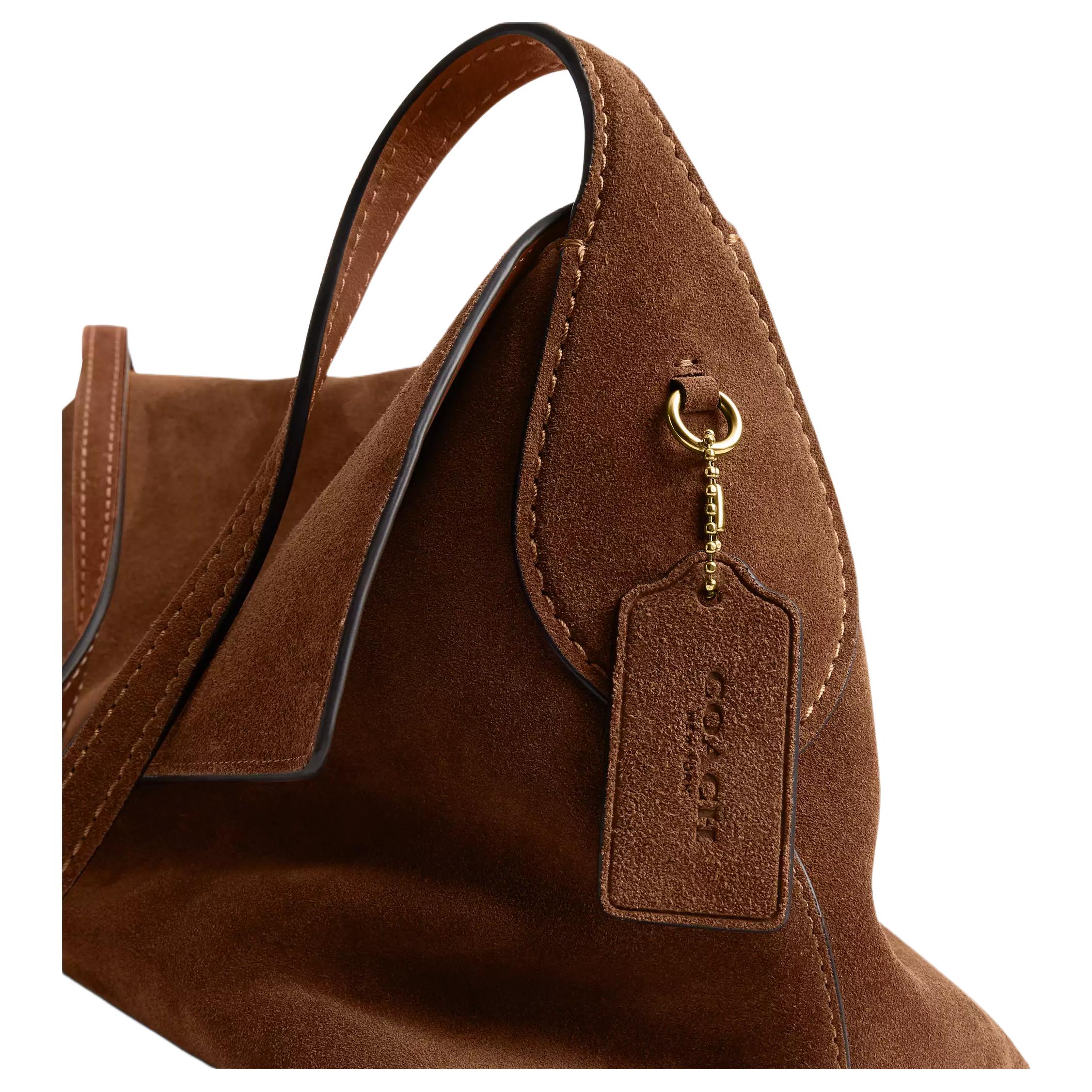 COACH Chelsea 36 Brand Logo Push-Lock Closure Cowhide Layered Leather Single Shoulder Bag Large Women's Warm Brown