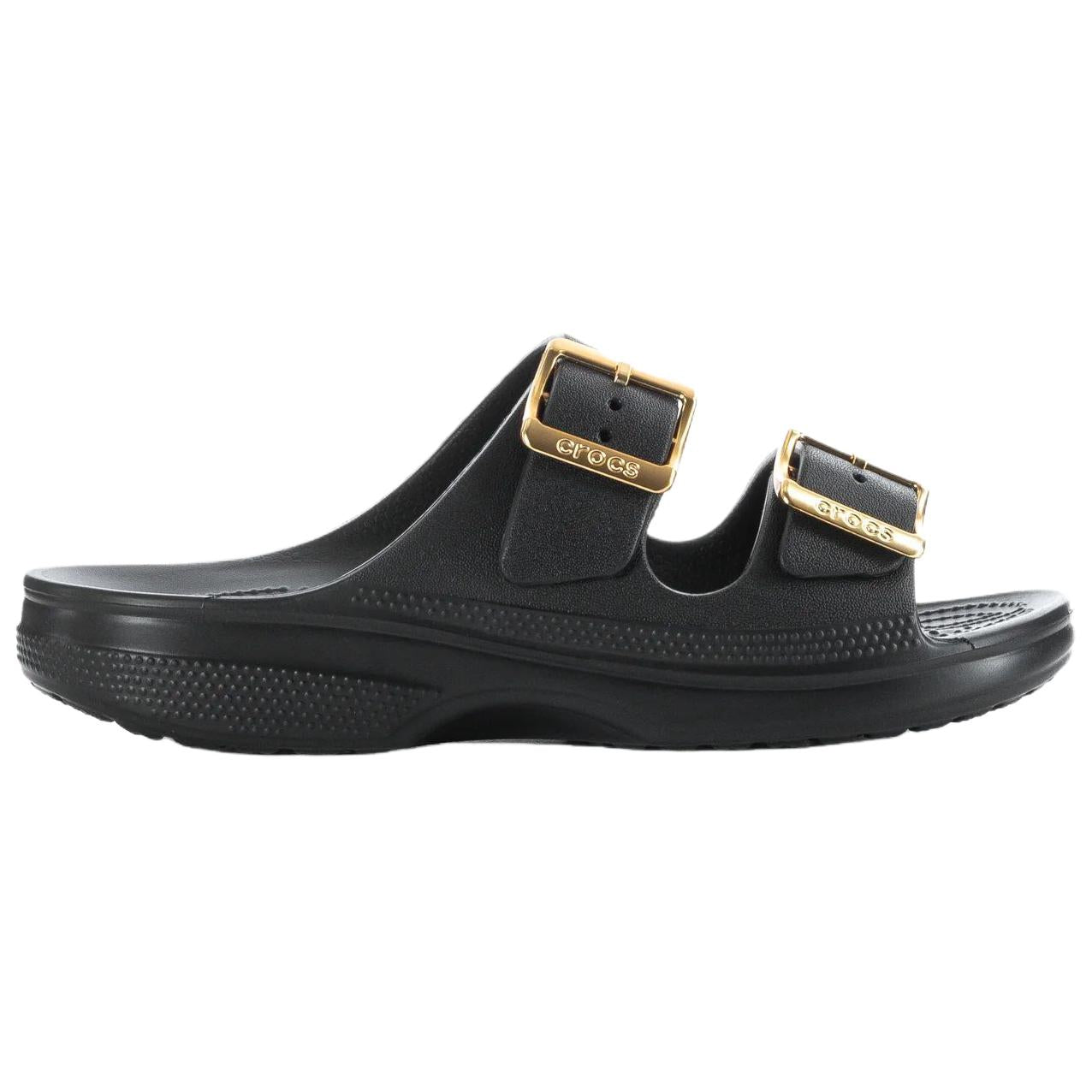 أصلي 100% صندل Crocs مريح أسود بإبزيم ذهبي