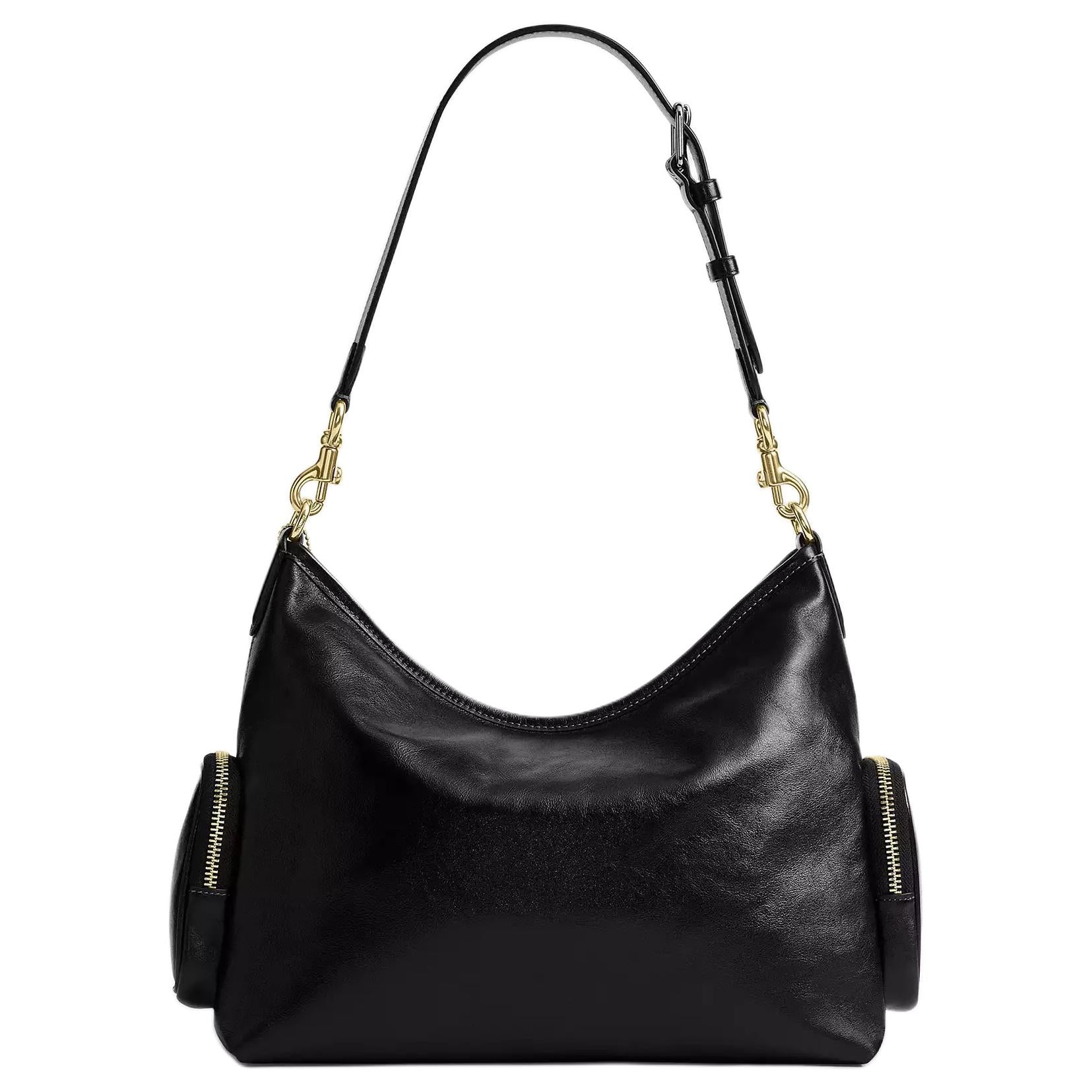 COACH Laurel 30 Zipper Detachable Shoulder Strap Leather Single Shoulder Bag Large Women's Black