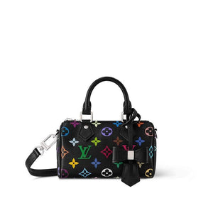 حقيبة Louis Vuitton Nano Speedy بنقشة Murakami الملونة سوداء.