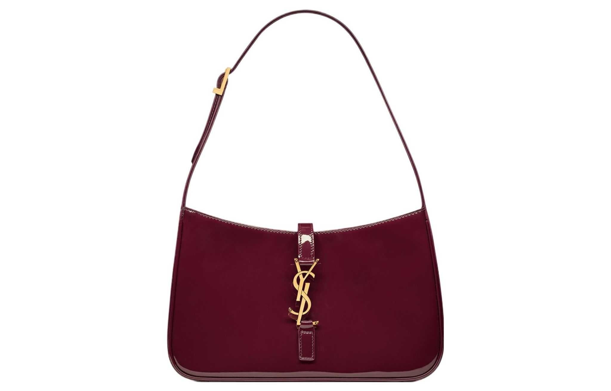 حقيبة Shoulder Bag من Saint Laurent جلد لامع عنابي.