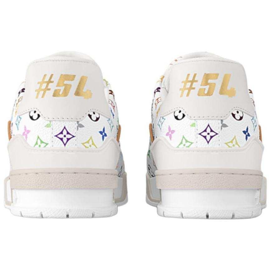 حذاء Louis Vuitton Trainer أبيض بنقشة Multicolor.