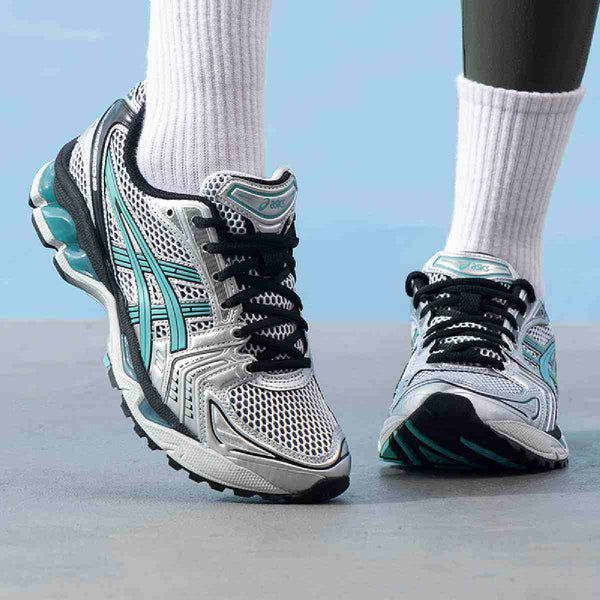 ASICS | ASICS GEL-KAYANO 14  Silver/Black with Teal Accents - رفعةGEL-KAYANO 14