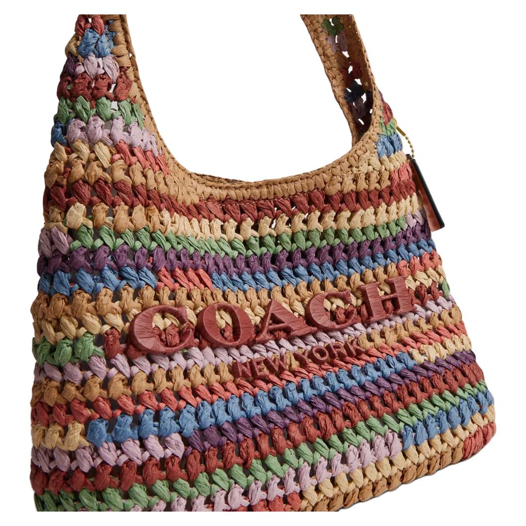 COACH Brooklyn 28 Woven Design Magnetic Closure Straw Weave Cellulose Material hobo Bag Single Shoulder Bag Small Women's Multiple Colors