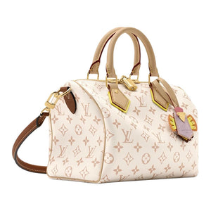 LOUIS VUITTON Speedy BANDOULIÈRE 25 Classic Monogram Detachable Shoulder Strap Quirky Leather Trim Coated Canvas Handbag Women's Off-White