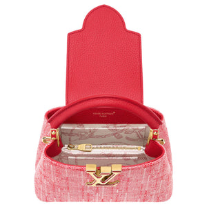 LOUIS VUITTON Capucines Nautical Series Gold Hardware Chain Tweed Single Shoulder Crossbody Handbag Mini Women's Fiery Red