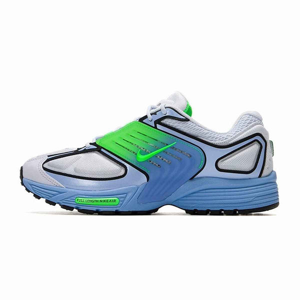 Nike Pegasus Sport shoes with futuristic design, full-length Air cushioning, bold details in green and blue, advanced lateral support, lightweight materials, and durable outsole.