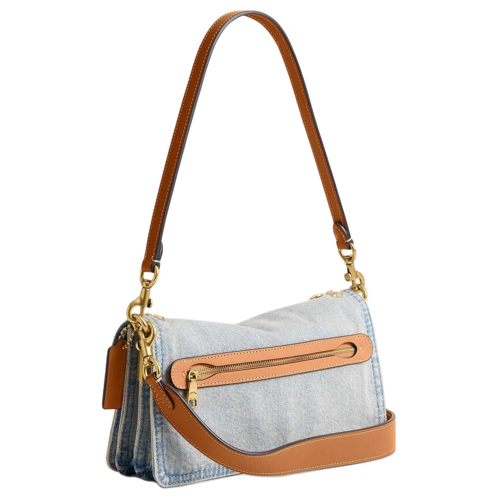 COACH Tabby 26 Imitation Crystal Denim Fabric Crossbody Shoulder Bag Medium Size Women's Silver