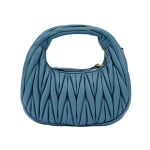 MIU Miu Wander Matelassé Hobo Bag Shoulder Crossbody Mini Blue.