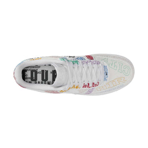 حذاء Nike Air Force 1 Low أبيض بتطريز ملون لمدن العالم.