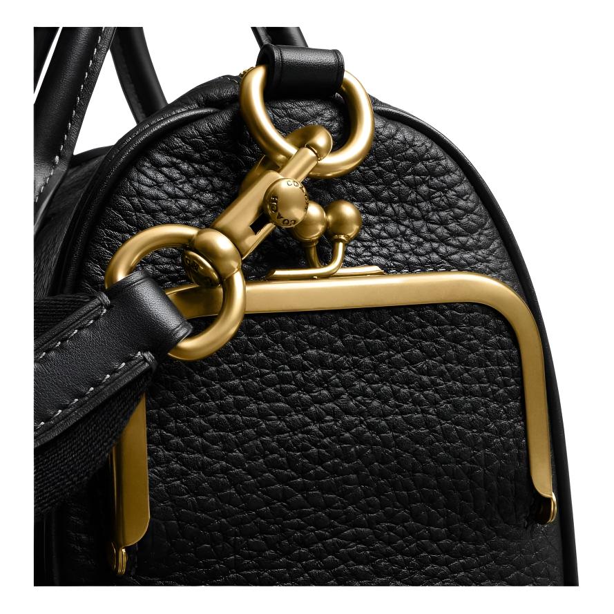 COACH x CLOT Collaboration COMPASS 25 Printed Design Zipper Closure Leather Handbag Medium Women's Mixed Black