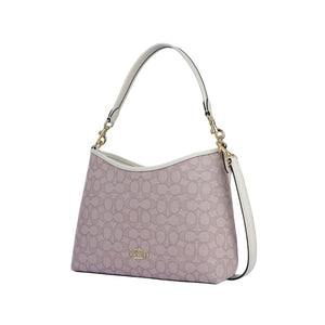 COACH Laurel 31 Gold Metal Logo Detachable Shoulder Strap Bag, Underarm Bag, Fabric Single Shoulder Bag, Large Size, Women's, Pink