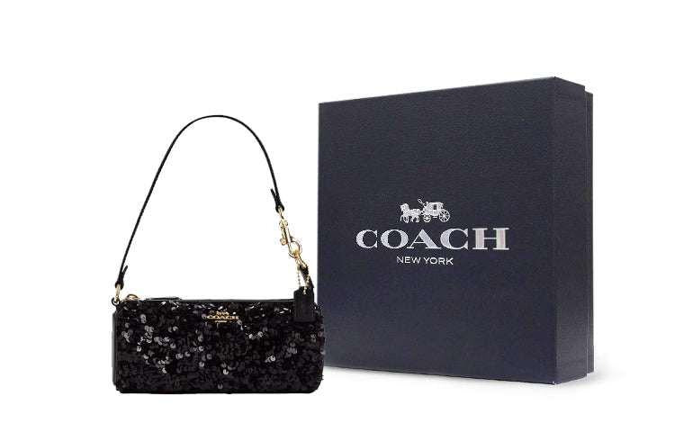 Coach Nolita Barrel Bag Sequin |🖤 حقيبة كوتش نوليتا باريل بالترتر الأسود.