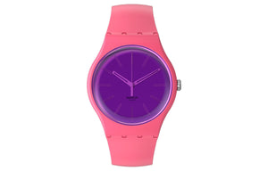 SWATCH Swatch Essentials Quartz Movement 30m Water Resistance Unisex 41mm Purple Dial Biogenic Case Silicone Strap