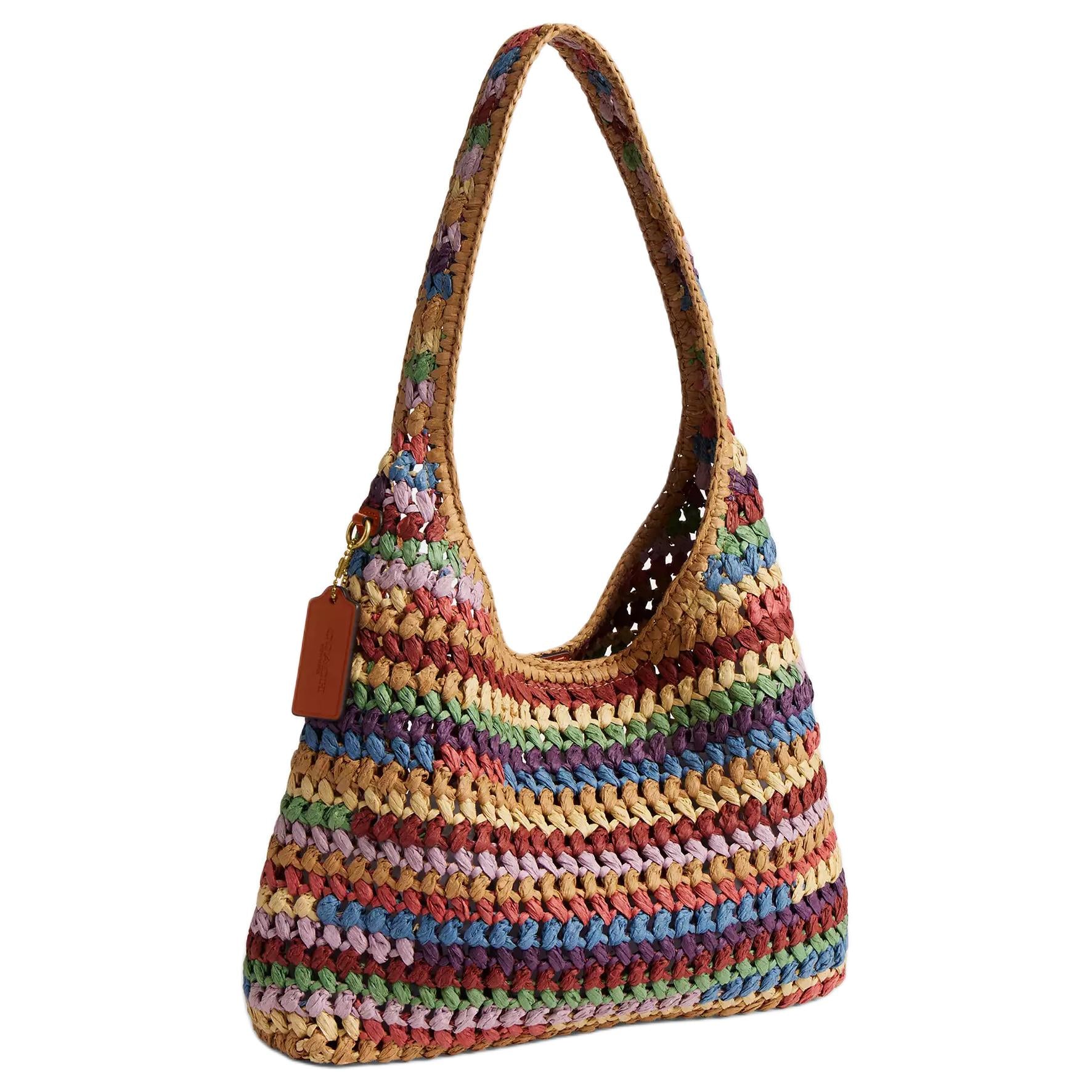 COACH Brooklyn 28 Woven Design Magnetic Closure Straw Weave Cellulose Material hobo Bag Single Shoulder Bag Small Women's Multiple Colors