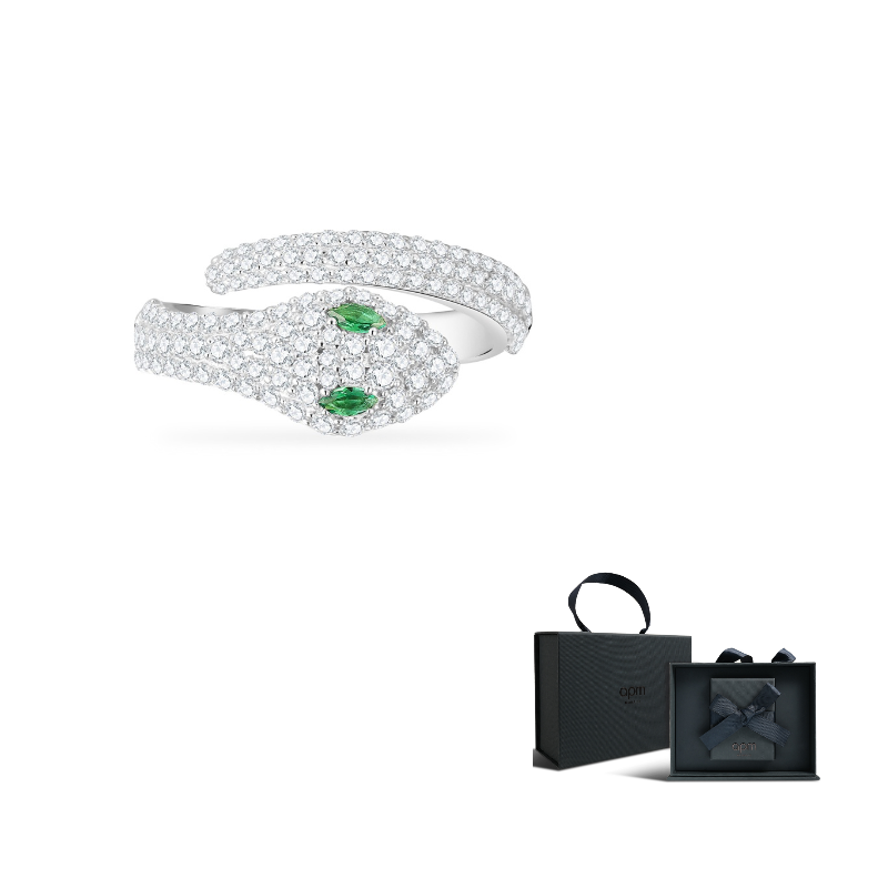 apm monaco snake 925 silver zircon ring.