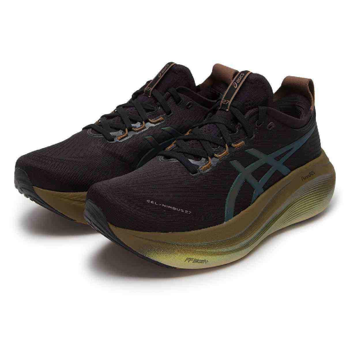 حذاء ركض ASICS GEL-NIMBUS 27 PLATINUM باللون الأسود للرجال.