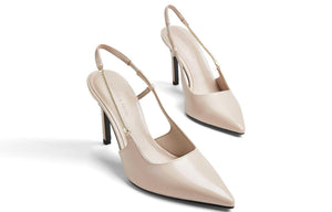 حذاء كعب عالي Slingback لامع بتفاصيل سحاب CHARLES & KEITH.