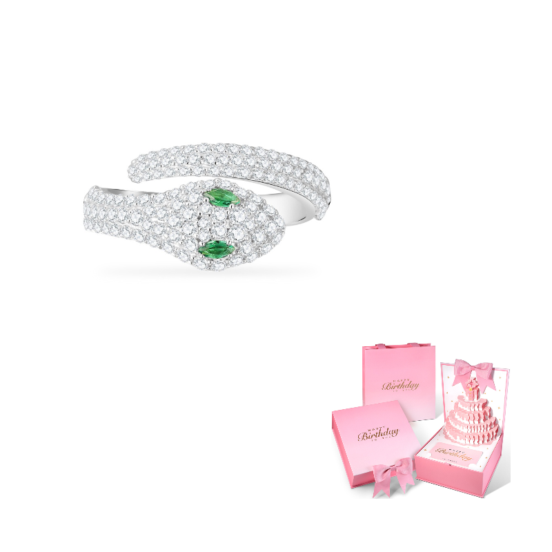 apm monaco snake 925 silver zircon ring.