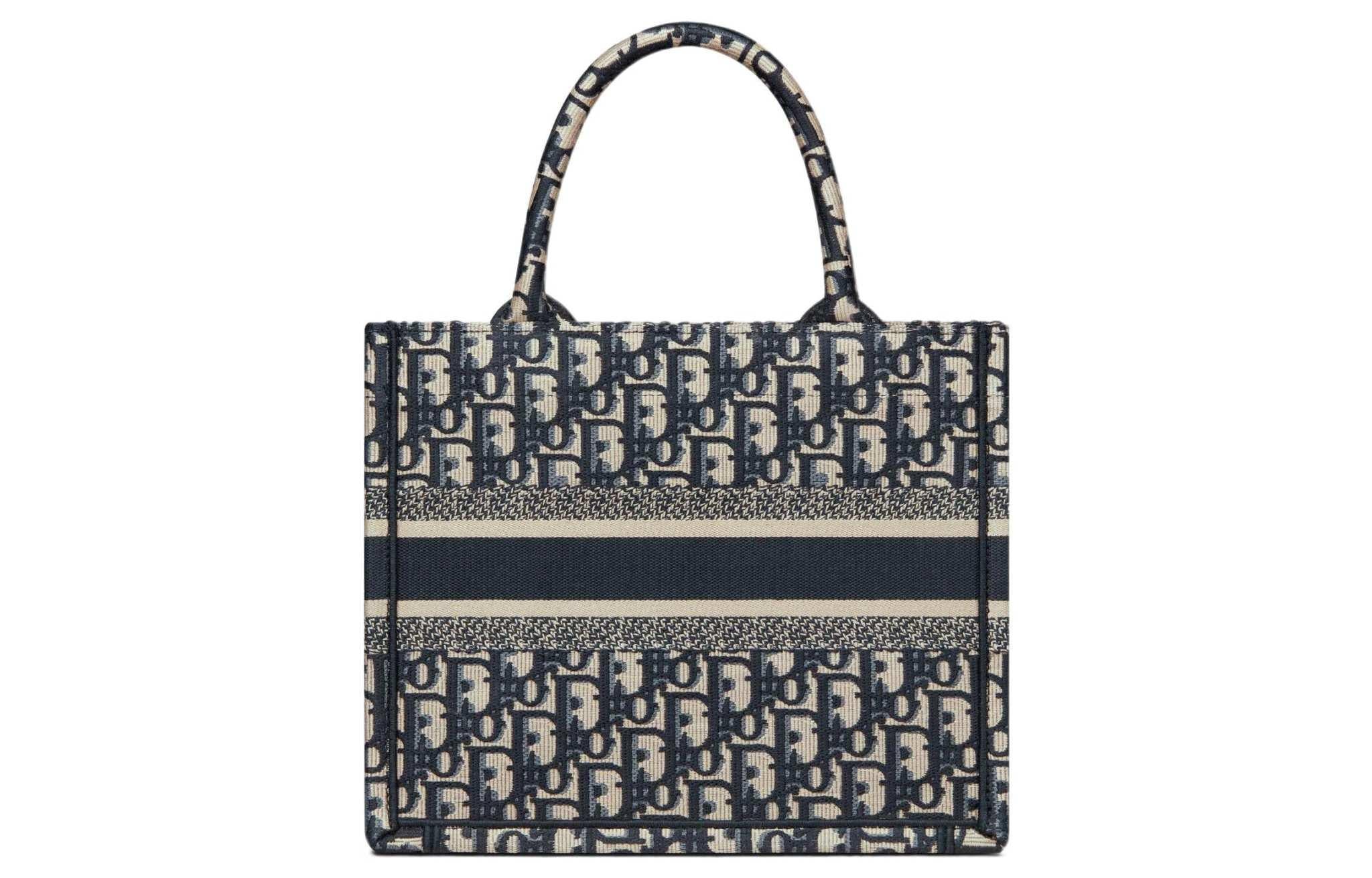 DIOR Small Denim Blue Embroidered Oblique Book Tote.