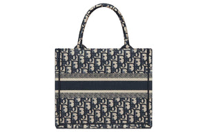 DIOR Small Denim Blue Embroidered Oblique Book Tote.
