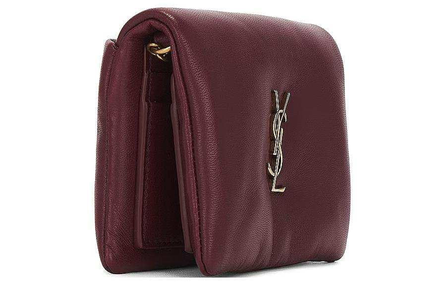 SAINT LAURENT YSL Lambskin Crossbody Shoulder Bag Red.