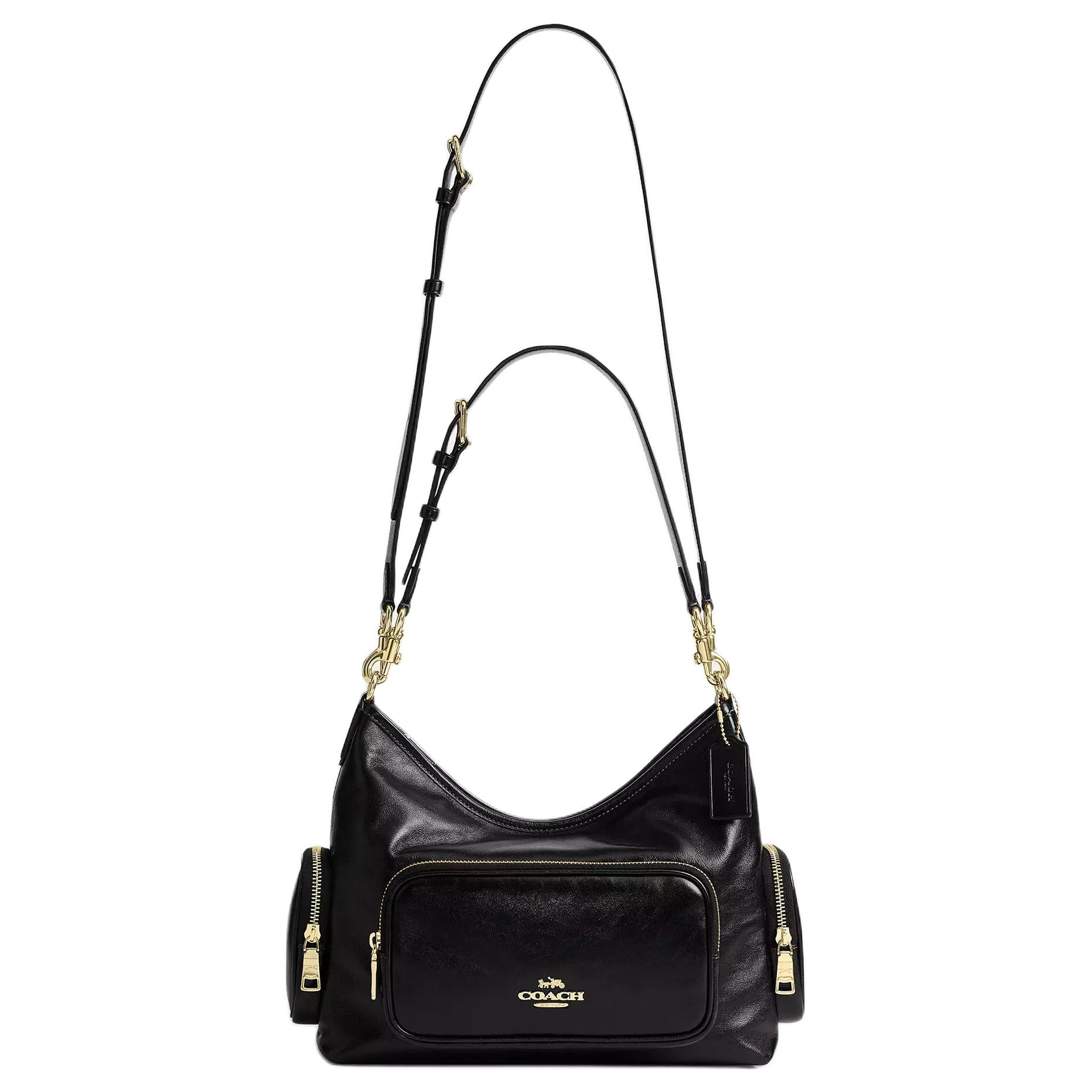 COACH Laurel 30 Zipper Detachable Shoulder Strap Leather Single Shoulder Bag Large Women's Black