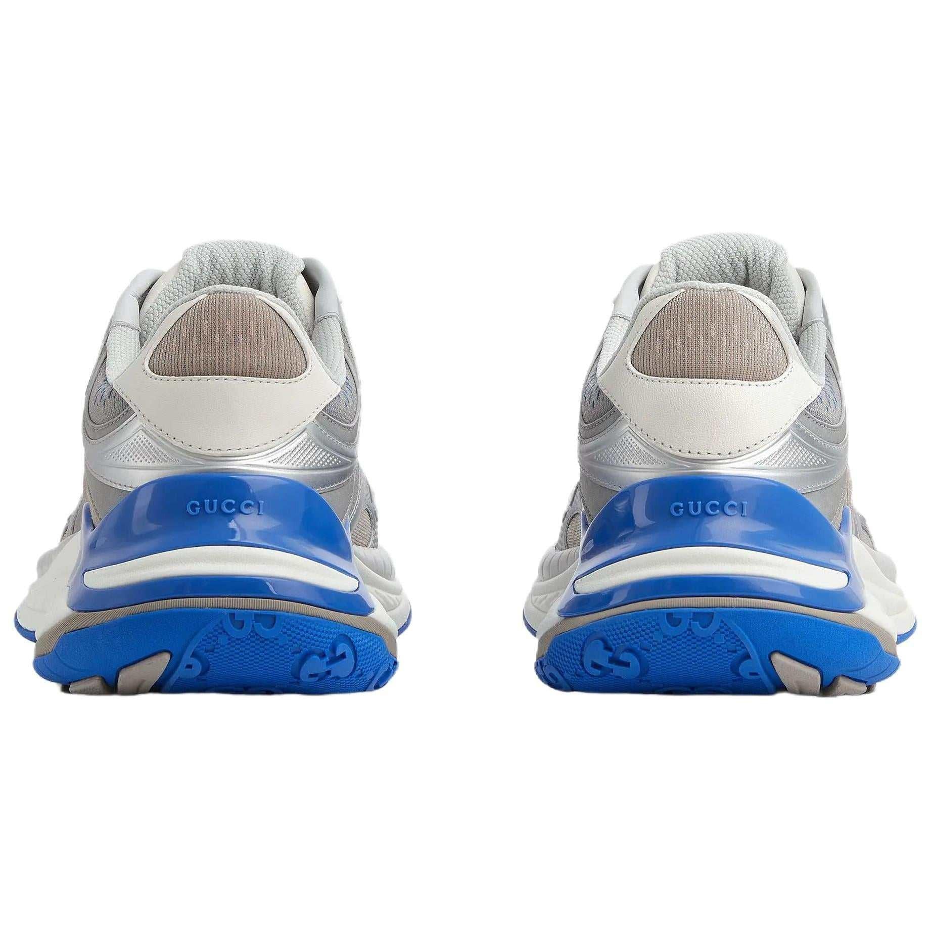 GUCCI  2.0 Mesh Leather Round Blue Grey.