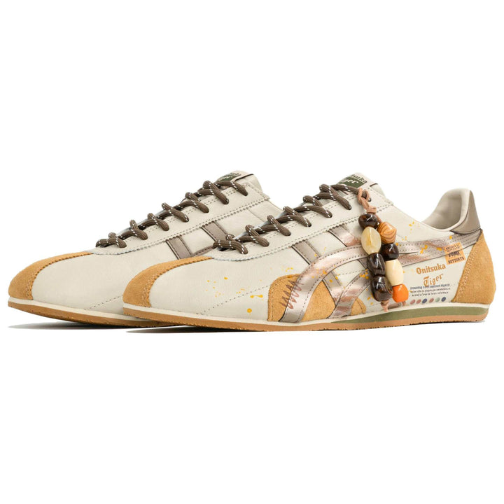 حذاء أونيستا تايغر جري بأسلوب كاجوال بألوان كريمية وبرتقالية وصفراء بتصميم فريد ومريح للرجال والنساء