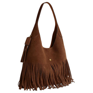 COACH Brooklyn 39 Fringe Swinging Fringe Trim Suede Single Shoulder Bag Large Women's Warm Brown