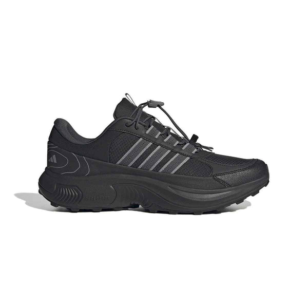 Black adidas X_PLRPHASE shoe with mesh layers and gray accents, ideal for adventures.