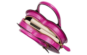 COACH Heart 20 Embossed Letter Logo Zipper Hardware Buckle Card Slot Patent Leather Heart-shaped Handheld Crossbody Single Shoulder Small Women's Pink Red