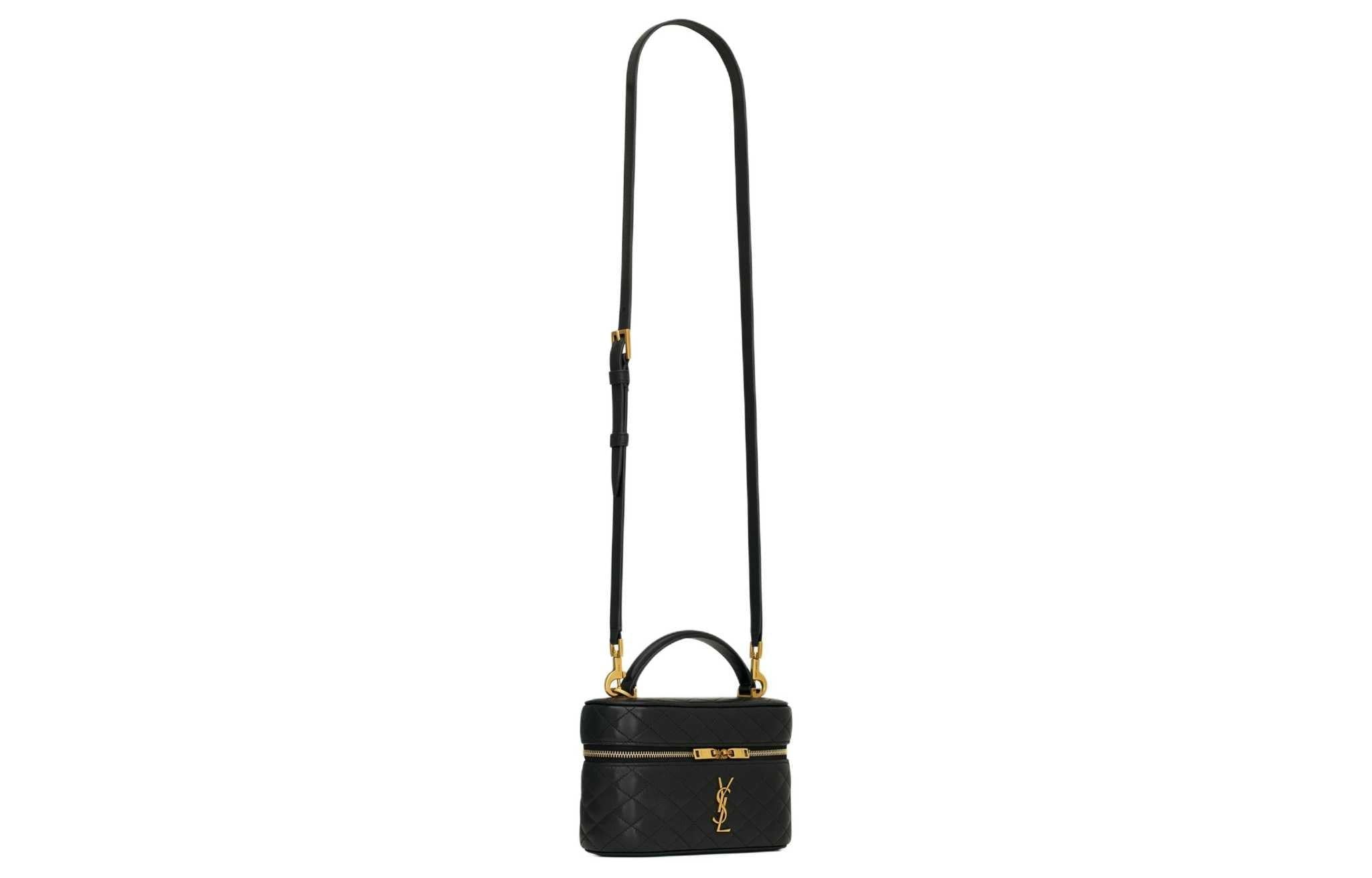 SAINT LAURENT GABY black سان لوران حقيبة مستحضرات تجميل غابي جلد ماعز.