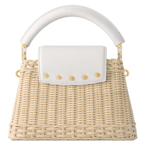 حقيبة Capucines من Louis Vuitton بتصميم Wicker ولون أبيض.