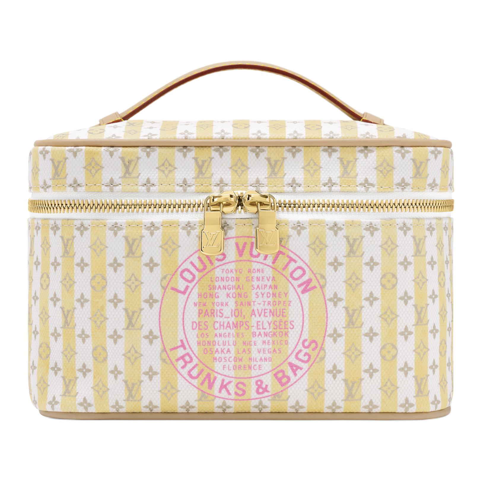 LOUIS VUITTON Nice Pastel Stripe Design Linen-Cotton Blend Coated Canvas Makeup Bag Mini Women's Multi-Color