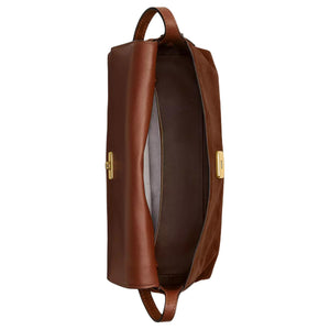 COACH Chelsea 36 Brand Logo Push-Lock Closure Cowhide Layered Leather Single Shoulder Bag Large Women's Warm Brown