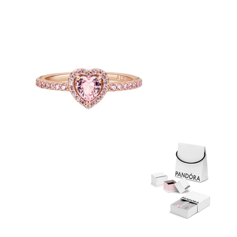 pandora rings خاتم وردي من زيركونيا بطابع رومانسي وأنيق.
