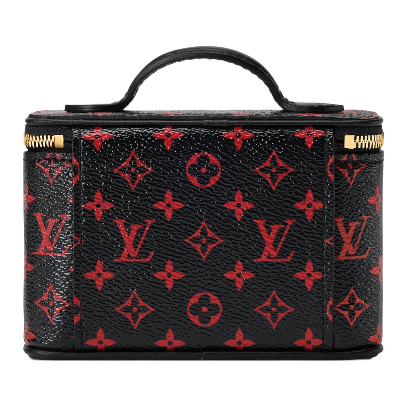 LOUIS VUITTON Nice BEAUTY classic monogram full-print monogram infrarouge coated canvas makeup bag for women, black with red