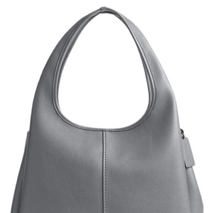 COACH Lana 34 Solid Color Silver Logo Pattern Zipper Compartment Quilted Hardware Buckle Polished Pebble Leather Handbag Large Women's Dark Gray